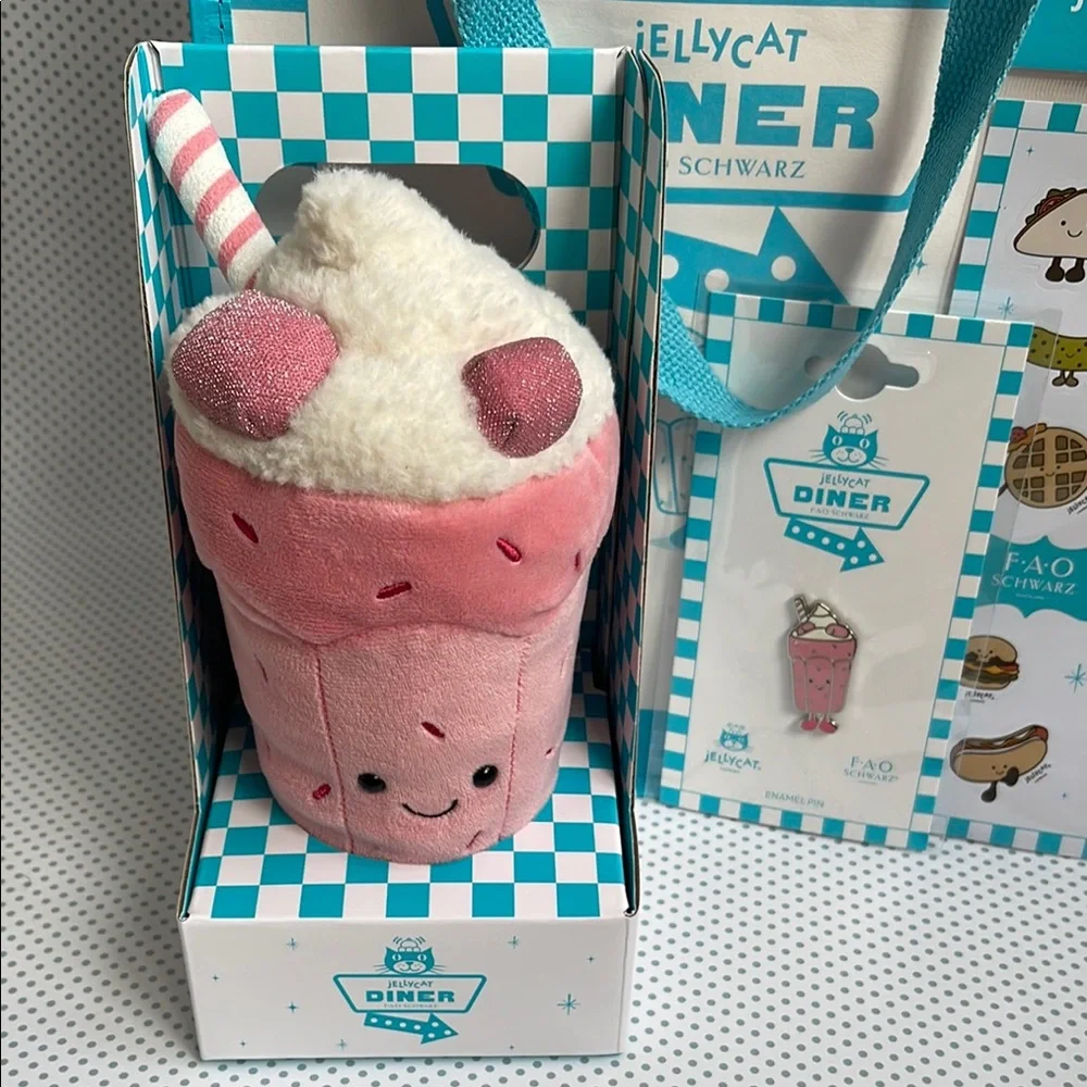 NWT EXCLUSIVE JELLYCAT FAO SCHWARTZ NYC DINER AMUSEABLES BUBBECA MILKSHAKE